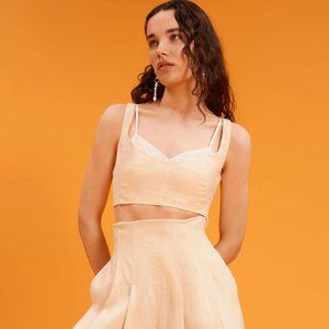 SAVOIR COLLECTION Double-Layer Linen Bustier Top